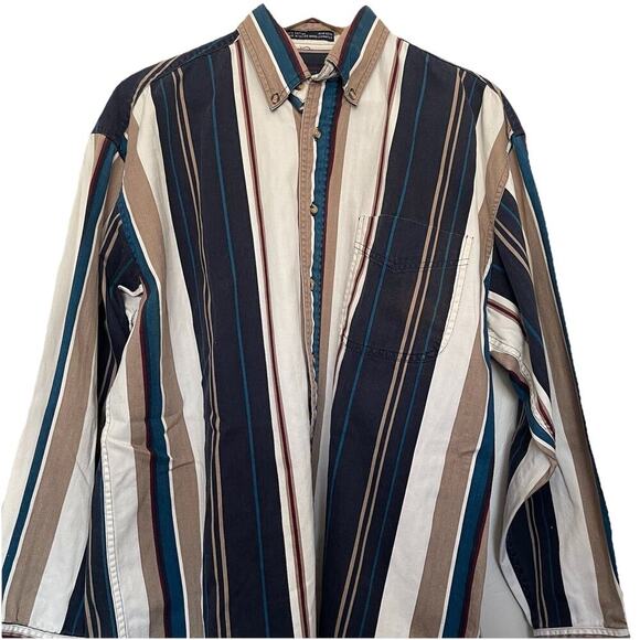 Vtg Salmon River Traders Button Up Shirt Striped Multicolor Western Size Large - Picture 4 of 4